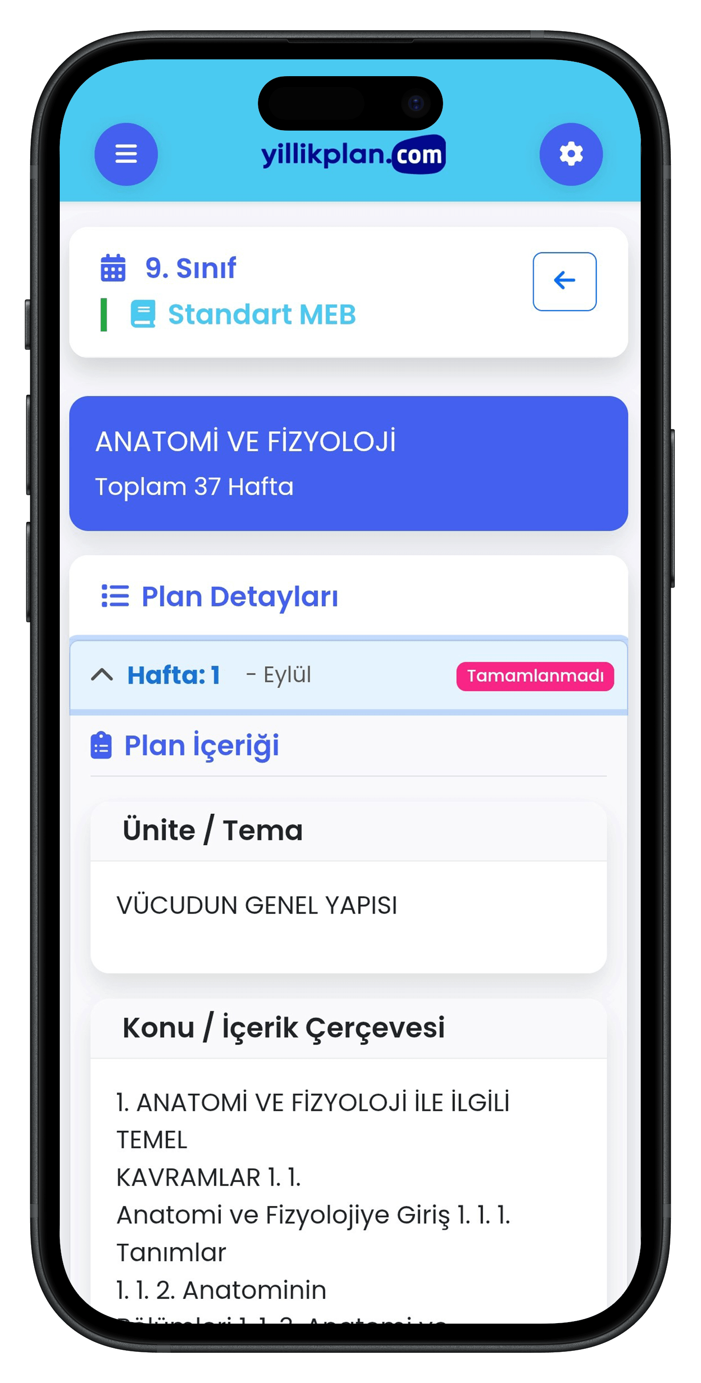 Yıllık Plan Haftalık Planlar